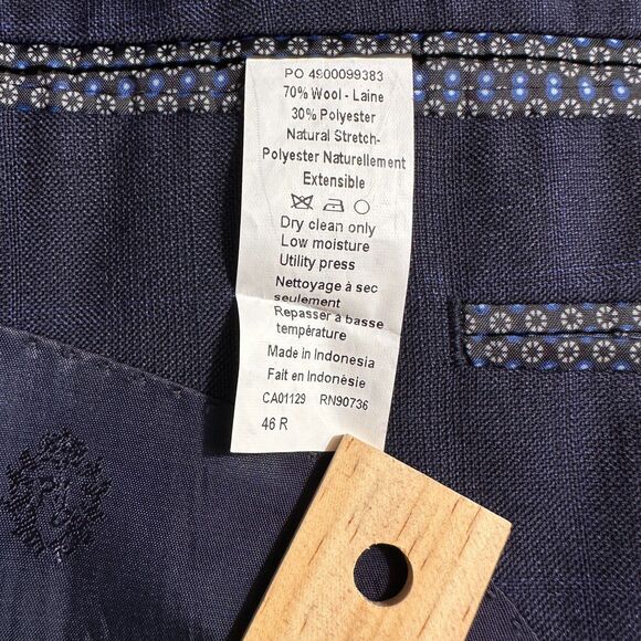 Ralph Lauren Men's 46R Navy Wool Blend Blazer Sport Coat 2-Button Jacket Plaid - Picture 14 of 15